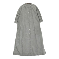 Simplicite タックスリーブシャツワンピース 定価6600円 ストライプ ワンピース 22SS グリーン ホワイト レディース シンプリシテェ【中古】5-0725S♪