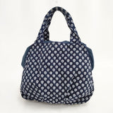 Les Olivades コットン 総柄 巾着 トートバッグ ネイビー レディース レゾリヴァード【中古】5-1029G∞