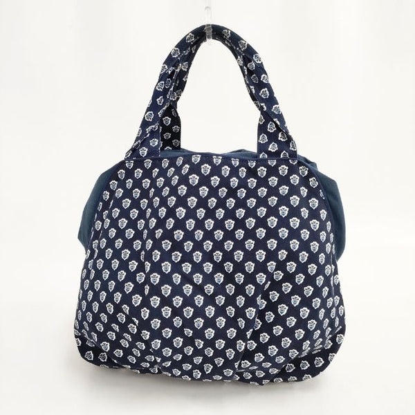 Les Olivades コットン 総柄 巾着 トートバッグ ネイビー レディース レゾリヴァード【中古】5-1029G∞