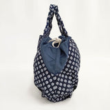 Les Olivades コットン 総柄 巾着 トートバッグ ネイビー レディース レゾリヴァード【中古】5-1029G∞