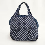 Les Olivades コットン 総柄 巾着 トートバッグ ネイビー レディース レゾリヴァード【中古】5-1029G∞