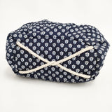 Les Olivades コットン 総柄 巾着 トートバッグ ネイビー レディース レゾリヴァード【中古】5-1029G∞