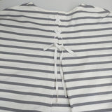 NIMES ボーダー 後ろリボン 長袖Ｔシャツ カットソー ロンＴ ホワイト グレー レディース ニーム【中古】5-1225M∞