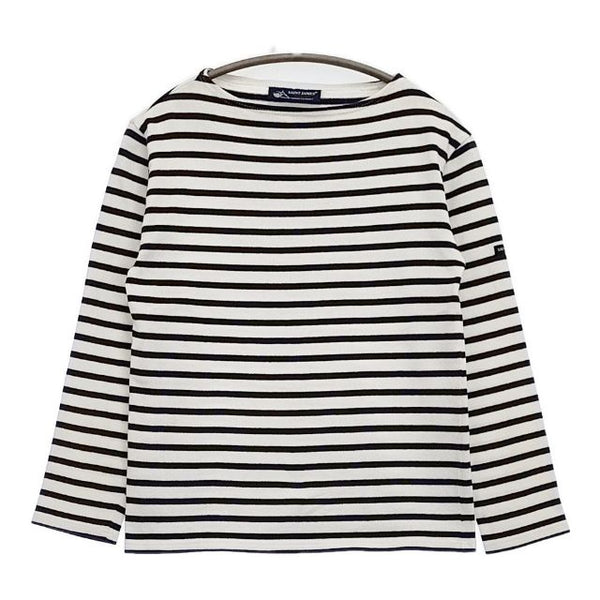 SAINT JAMES ウェッソン ボーダー バスクシャツ 長袖Ｔシャツ カットソー ロンＴ ホワイト ネイビー レディース セントジェームス【中古】5-1109M∞