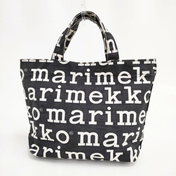 marimekko MARILOGO VERONIKA マリロゴ ヴェロニカ トートバッグ ブラック ホワイト レディース マリメッコ【中古】5-0918G∞