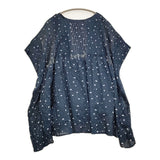 NEERU KUMAR J0407XNK Jurgen Lehl購入 コットン ピンタック インド製 チュニック ネイビー ホワイト レディース ネルークマール【中古】5-0718S♪