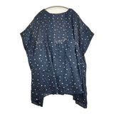 NEERU KUMAR J0407XNK Jurgen Lehl購入 コットン ピンタック インド製 チュニック ネイビー ホワイト レディース ネルークマール【中古】5-0718S♪