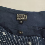 NEERU KUMAR J0407XNK Jurgen Lehl購入 コットン ピンタック インド製 チュニック ネイビー ホワイト レディース ネルークマール【中古】5-0718S♪
