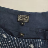 NEERU KUMAR J0407XNK Jurgen Lehl購入 コットン ピンタック インド製 チュニック ネイビー ホワイト レディース ネルークマール【中古】5-0718S♪