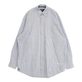 POLO RALPH LAUREN ビッグフィット オックス ストライプ ボタンダウン 長袖シャツ ブルー ホワイト メンズ ポロ・ラルフローレン【中古】5-1201M∞