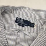 POLO RALPH LAUREN ビッグフィット オックス ストライプ ボタンダウン 長袖シャツ ブルー ホワイト メンズ ポロ・ラルフローレン【中古】5-1201M∞