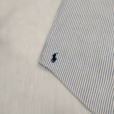 POLO RALPH LAUREN ビッグフィット オックス ストライプ ボタンダウン 長袖シャツ ブルー ホワイト メンズ ポロ・ラルフローレン【中古】5-1201M∞