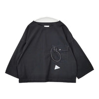 and wander 574-3183049 CORDURA typewriter pullover (W) 定価22000円 カラビナ付き 長袖シャツ ブラック レディース アンドワンダー【中古】5-0904M△