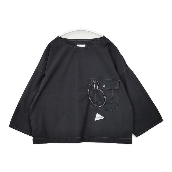 and wander 574-3183049 CORDURA typewriter pullover (W) 定価22000円 カラビナ付き 長袖シャツ ブラック レディース アンドワンダー【中古】5-0904M△
