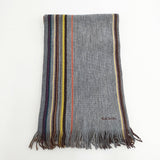 Paul Smith ウール フリンジ ストール マフラー グレー 多色 メンズ ポール・スミス【中古】5-1021T◎