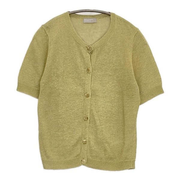 MARGARET HOWELL 578-6164012 サイズ2 リネンニット 半袖 カーディガン ライトグリーン レディース マーガレットハウエル【中古】5-0725S♪