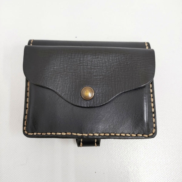 HENRY CUIR BELLE EPOQUE レザー 二つ折り財布 ブラック レディース アンリークイール【中古】5-0718G♪