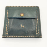 HENRY CUIR RAMBLAS ランブラス レザー CANE刺繍 二つ折り財布 ブルーグリーン レディース アンリークイール【中古】5-0910G∞