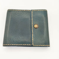 HENRY CUIR RAMBLAS ランブラス レザー CANE刺繍 二つ折り財布 ブルーグリーン レディース アンリークイール【中古】5-0910G∞