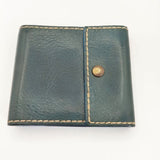 HENRY CUIR RAMBLAS ランブラス レザー CANE刺繍 二つ折り財布 ブルーグリーン レディース アンリークイール【中古】5-0910G∞