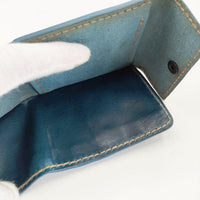 HENRY CUIR RAMBLAS ランブラス レザー CANE刺繍 二つ折り財布 ブルーグリーン レディース アンリークイール【中古】5-0910G∞