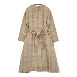 R&D.M.Co- リネン チェック ベルト付き ドレス ワンピース ベージュ レディース オールドマンズテーラー【中古】5-1027M∞