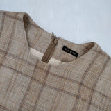 R&D.M.Co- リネン チェック ベルト付き ドレス ワンピース ベージュ レディース オールドマンズテーラー【中古】5-1027M∞