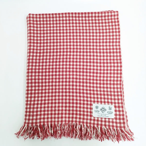 R&D.M.Co- チェック フリンジ ストール レッド ホワイト レディース オールドマンズテーラー【中古】5-1117T◎