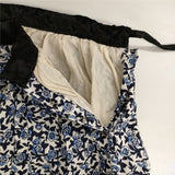 R&D.M.Co- OLD BLUE オールドブルー ギャザー 花柄 ロングスカート ブルー ホワイト レディース オールドマンズテーラー【中古】5-1214M∞