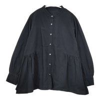 KURASHI&Trips 洗いざらしで着られるサイドギャザー ブラウス シャツ ブラック レディース クラシアンドトリップス/北欧、暮らしの道具店【中古】5-0824M∞