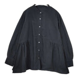 KURASHI&Trips 洗いざらしで着られるサイドギャザー ブラウス シャツ ブラック レディース クラシアンドトリップス/北欧、暮らしの道具店【中古】5-0824M∞