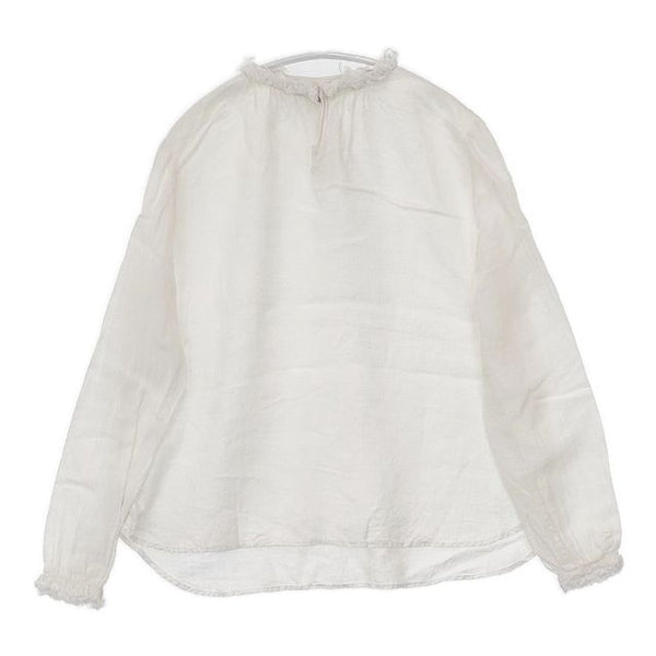 LOISIR カットオフ リネン ブラウス シャツ ホワイト レディース ロワズィール【中古】5-0824M∞