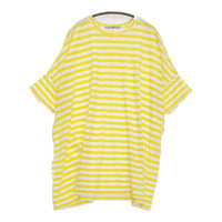 R&D.M.Co- ワイドTシャツ ドロップショルダー ボーダー チュニック イエロー ホワイト レディース オールドマンズテーラー【中古】5-0725S♪