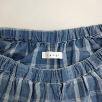 TANG 2315408 インディゴチェックパンツ ワイドパンツ イージーパンツ カットオフ パンツ ライトブルー ホワイト レディース タング【中古】5-0904M△