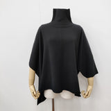 mizuiro-ind ポンチョライクハイネックプルオーバー アシンメトリー ニット ブラック レディース ミズイロインド【中古】5-1211T◎
