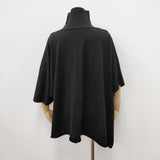 mizuiro-ind ポンチョライクハイネックプルオーバー アシンメトリー ニット ブラック レディース ミズイロインド【中古】5-1211T◎