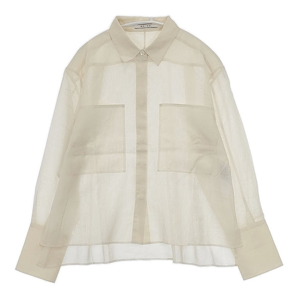 BEIGE BL.CW.SM.0504 ボクシーブラウス エクリュ 定価35200円 シアー コットン 長袖シャツ 23SS アイボリー レディース ベイジ【中古】5-0904M△