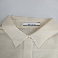 BEIGE BL.CW.SM.0504 ボクシーブラウス エクリュ 定価35200円 シアー コットン 長袖シャツ 23SS アイボリー レディース ベイジ【中古】5-0904M△