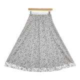 Noela 花柄 ロングスカート ライトグレー ホワイト レディース ノエラ【中古】5-1027M∞