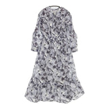 stola. 花柄プリント ドレス ワンピース パープル ホワイト レディース ストラ【中古】5-1027M∞