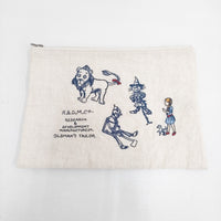 R&D.M.Co- OZ EMBROIDERY POUCH 刺繍 オズの魔法使い リネン ポーチ ベージュ レディース オールドマンズテーラー【中古】5-0819G◎