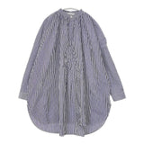 veritecoeur ストライプギャザープルオーバーシャツ VC-2269 コットン チュニック 長袖シャツ ホワイト ブルー レディース ヴェリテクール【中古】5-1214M∞