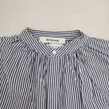 veritecoeur ストライプギャザープルオーバーシャツ VC-2269 コットン チュニック 長袖シャツ ホワイト ブルー レディース ヴェリテクール【中古】5-1214M∞