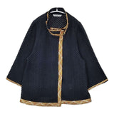 VIVIENNE TAM 016-150216 比翼ボタン コットンニット ジャケット カーディガン ネイビー レディース ヴィヴィアンタム【中古】5-1225M∞