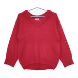 FASHIRU ファシル Vネック モヘアブレンド ニット レッド レディース【中古】5-0922T◎
