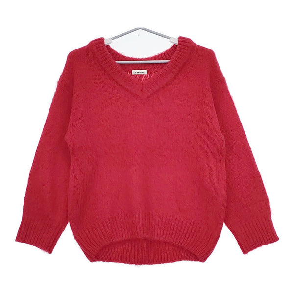 FASHIRU ファシル Vネック モヘアブレンド ニット レッド レディース【中古】5-0922T◎