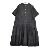 homspun コットンリネンVネック 211-1607 サイズS ワンピース ブラック レディース ホームスパン【中古】5-0725S♪