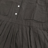 homspun コットンリネンVネック 211-1607 サイズS ワンピース ブラック レディース ホームスパン【中古】5-0725S♪