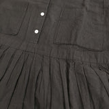 homspun コットンリネンVネック 211-1607 サイズS ワンピース ブラック レディース ホームスパン【中古】5-0725S♪
