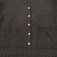 homspun コットンリネンVネック 211-1607 サイズS ワンピース ブラック レディース ホームスパン【中古】5-0725S♪